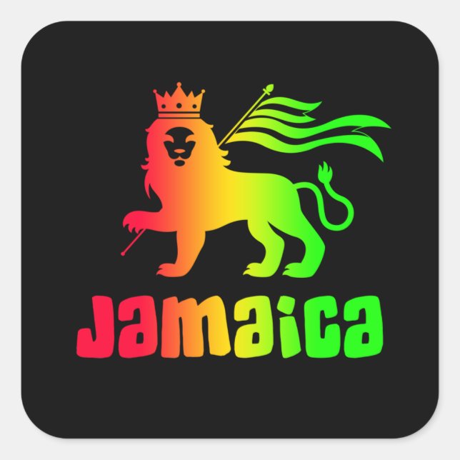 Adesivo Quadrado Jamaica Rasta Lion (Frente)