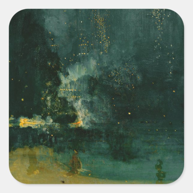 Adesivo Quadrado James Whistler - Noite em preto e Dourado (Frente)