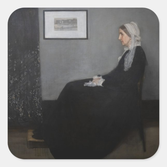 Adesivo Quadrado James Whistler - Retrato da Mãe da Artista (Frente)