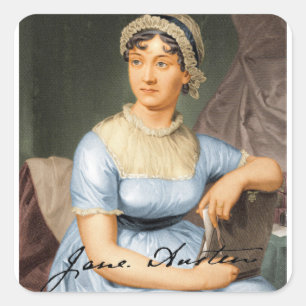 Adesivo Quadrado Jane Austen Assinou Retrato