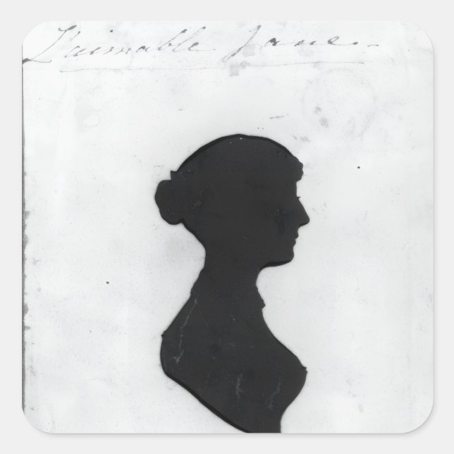 Adesivo Quadrado Jane Austen Silhouette (Frente)