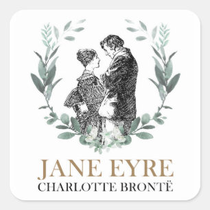 Adesivo Quadrado Jane Eyre e Edward Rochester com Wreath
