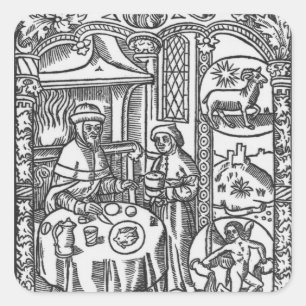 Adesivo Quadrado Janeiro, de "do DES Bergers Almanach", 1491