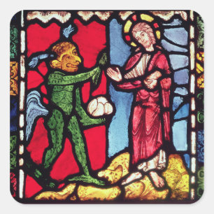 Adesivo Quadrado Janela da Catedral de Troias mostrando a Tentação