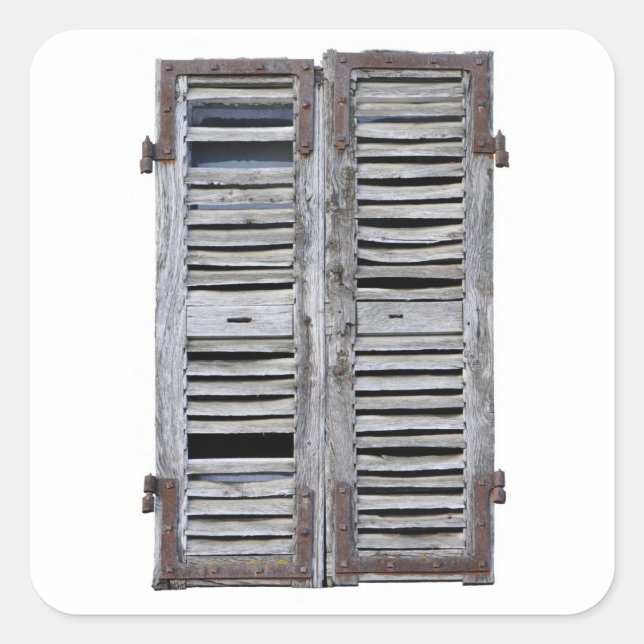 Adesivo Quadrado Janela fechada com janelas de madeira antigas (Frente)