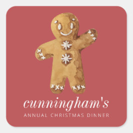Adesivo Quadrado Janto de Natal Gingerpão de Watercolor