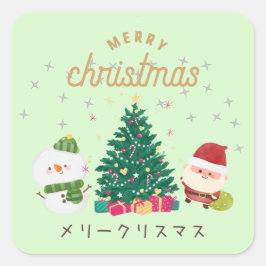 Adesivo Quadrado Japanese kawaii sticker 【Santa GREEN】christmas