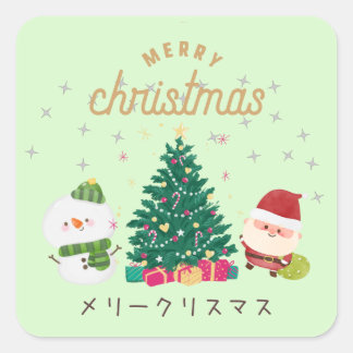 Adesivo Quadrado Japanese kawaii sticker 【Santa GREEN】christmas