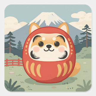 Adesivo Quadrado Japanese Shiba Inu Lucky Dog Sticker