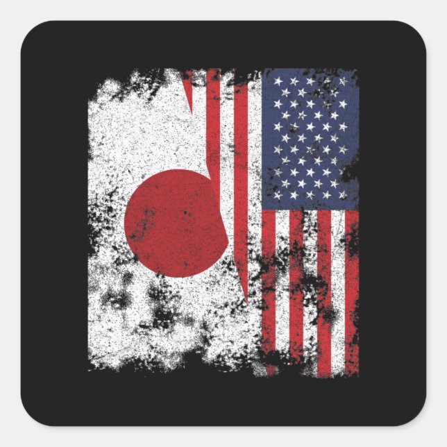 Adesivo Quadrado Japão EUA Flag - Half American (Frente)