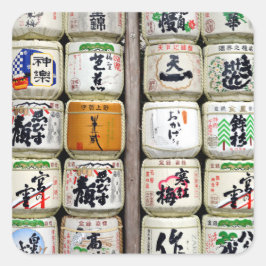 Adesivo Quadrado Japonês Sake Barrels
