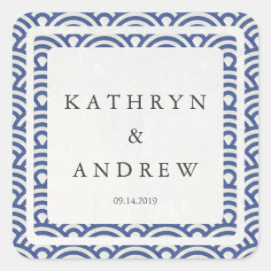 Adesivo Quadrado Japonês Seigaiha Onda Nomes Personalizados+Casame