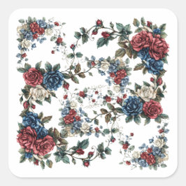 Adesivo Quadrado Jardim Americano Rosas Patriotas