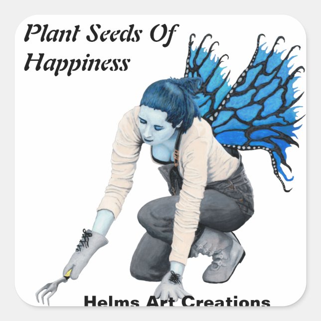 Adesivo Quadrado Jardim das Fadas Escuras, Fantasia, Pinças de Arte (Frente)