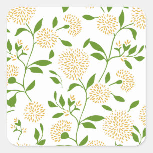 Adesivo Quadrado Jardim de Flores Selvagem Amarelo