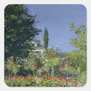 Adesivo Quadrado Jardim de florescência de Claude Monet em