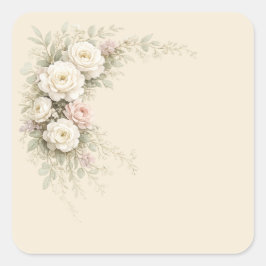 Adesivo Quadrado Jardim de Rosas em Aquarela para Sempre