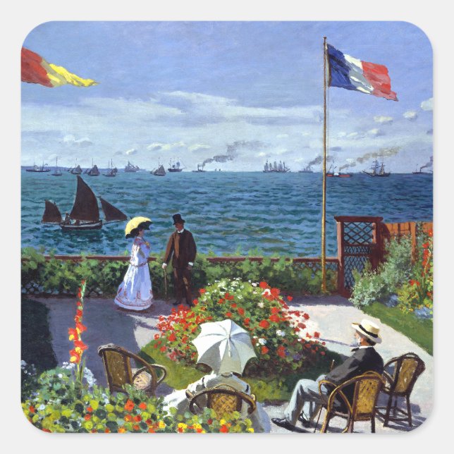 Adesivo Quadrado Jardim de Sainte-Adresse por Claude Monet (Frente)