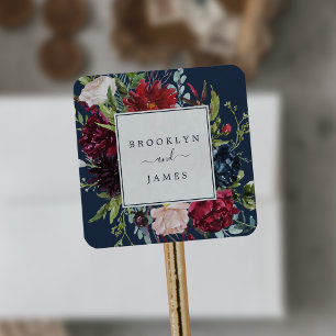 Adesivo Quadrado Jardim do outono  Marinho Envelope Selo