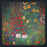 Adesivo Quadrado Jardim Flor Gustav Klimt<br><div class="desc">Vinhetas com Fazenda de pintura a óleo de Gustav Klimt com girassóis (1907). Um belo jardim de girassóis e belas flores azuis,  vermelhas,  roxas,  rosa e brancas. Um presente de excelente para fãs de Arte Nouveau e de Arte Austríaca.</div>