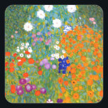 Adesivo Quadrado Jardim Flor por Gustav Klimt Vintage Floral<br><div class="desc">Jardim Bauerngarten/Flor/Jardim de Algodão pintado em 1905 pelo simbolista austríaco e artista Art Nouveau Gustav Klimt (1862-1918)</div>