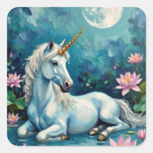 Adesivo Quadrado Jardim Místico do Unicorn