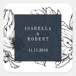 Adesivo Quadrado Jardim Moderno | Azul | Casamento floral