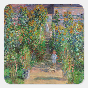 Adesivo Quadrado Jardim Monet Vetheuil Pintura Impressionista