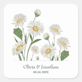 Adesivo Quadrado Jardim Selvagem Simples Daisy
