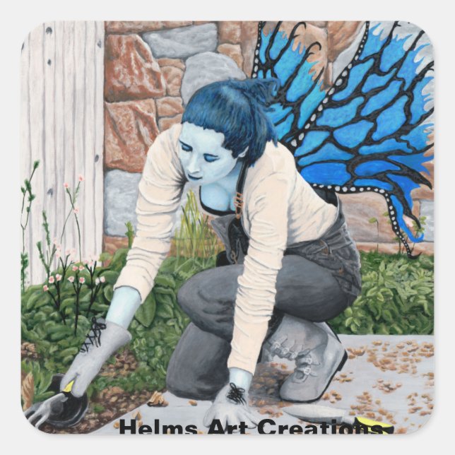 Adesivo Quadrado Jardineiro de Fada Escura Gardening Fantasy Art St (Frente)