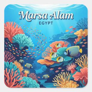 Adesivo Quadrado Jardins de Coral de Marsa Alam Egito
