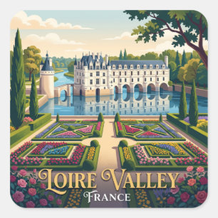 Adesivo Quadrado Jardins do Château de Chenonceau Chenonceaux Franç