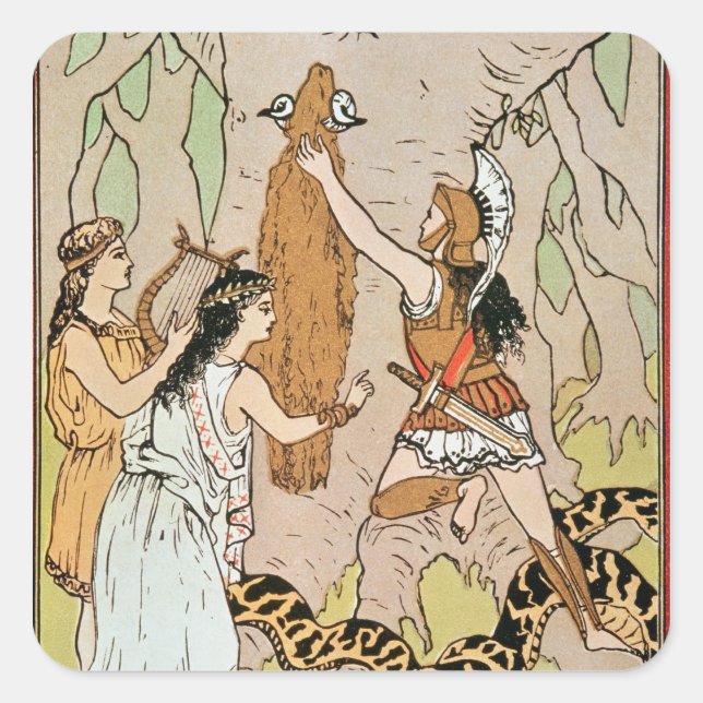 Adesivo Quadrado Jason apreendendo o velo Ouro (Frente)