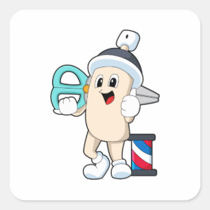 Adesivo Quadrado Jato de hairdresser com tesoura