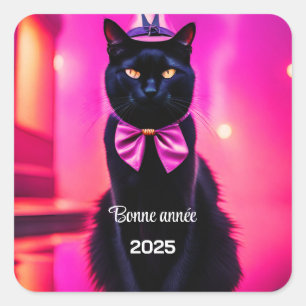 Adesivo Quadrado Jazzy Gatinho - Bonne année