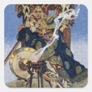 Adesivo Quadrado JC Leyendecker Rainha Maeve Guerreira Celta