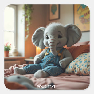 Adesivo Quadrado Jeans de elefante para bebês fantásticos