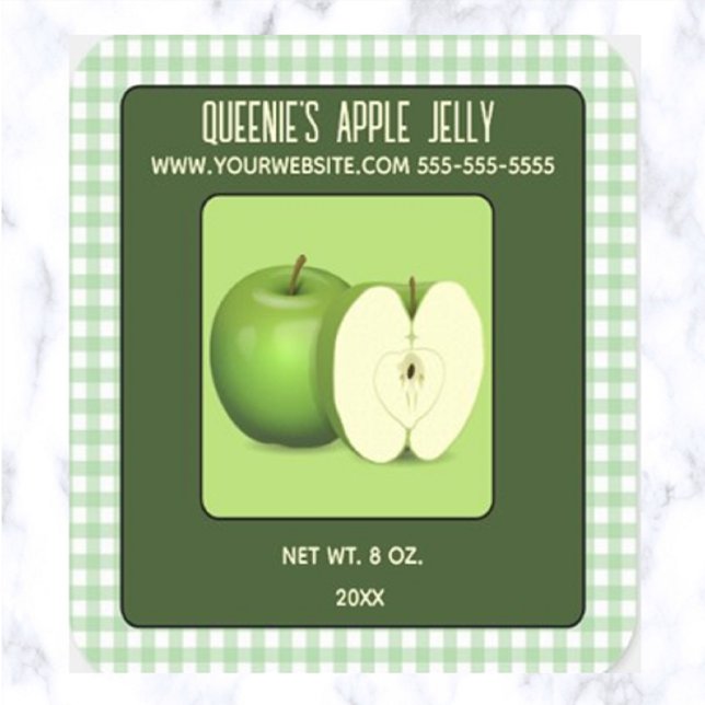 Adesivo Quadrado Jelly Verde da Apple Editável (Criador carregado)
