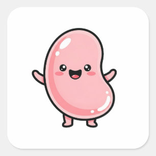 Adesivo Quadrado Jellybean Alegre – Ilustração Kawaii Fofa