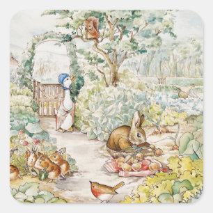 Adesivo Quadrado Jemima Puddle Duck no Jardim do Sr. Mc Gregor