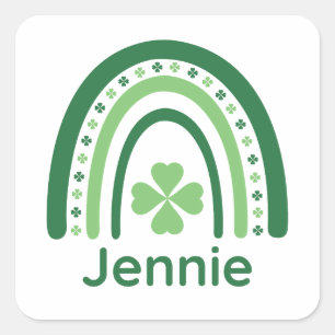 Adesivo Quadrado Jennie Name Clover Boho Rainbow