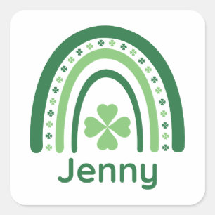 Adesivo Quadrado Jenny Nome Clover Boho Rainbow