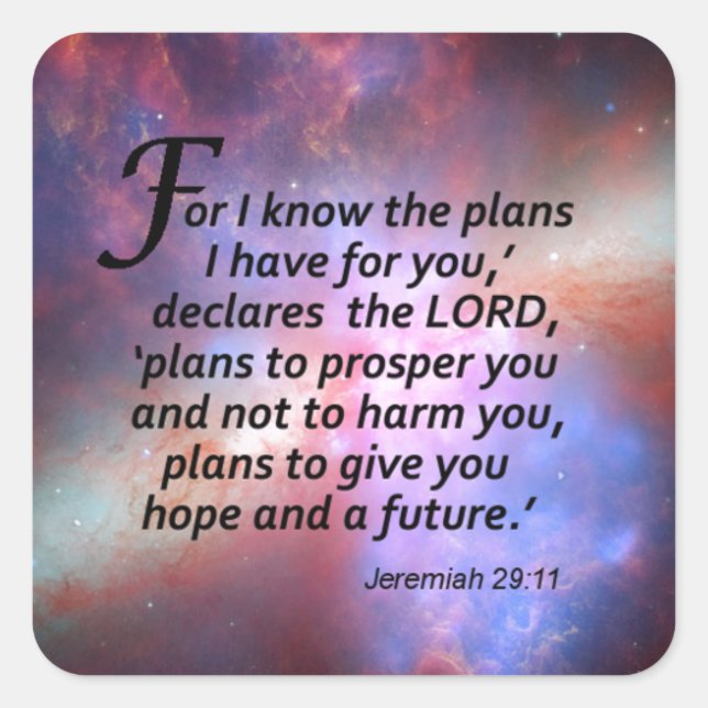 Adesivo Quadrado Jeremiah 29:11 (Frente)