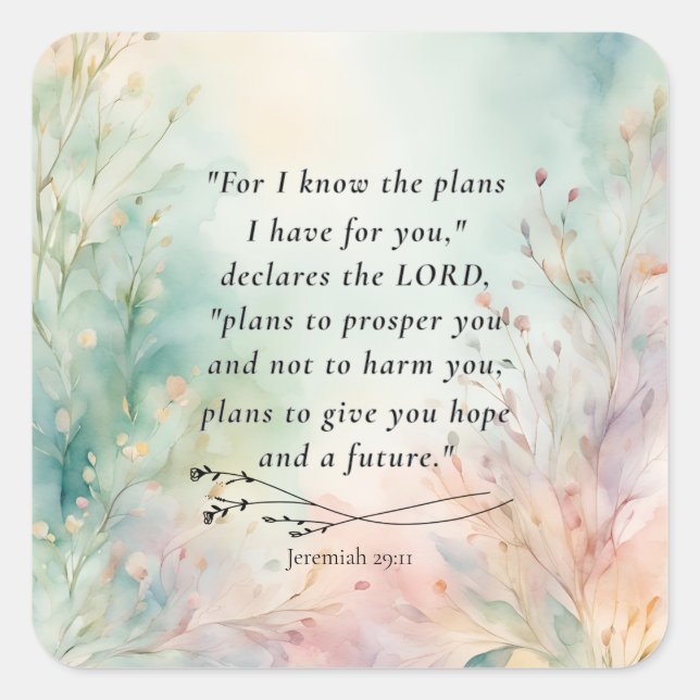 Adesivo Quadrado Jeremiah 29:11 Bíblia Versa Imagem (Frente)