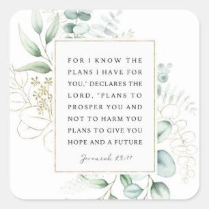 Adesivo Quadrado Jeremiah 29:11 Eu sei os planos que tenho para voc