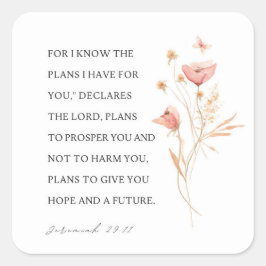 Adesivo Quadrado Jeremiah 29:11 Eu sei os planos que tenho para voc