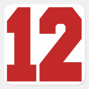 Adesivo Quadrado Jérsei vermelho número 12