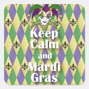 Adesivo Quadrado Jester Mask Keep Calm e Mardi Gras