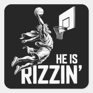 Adesivo Quadrado Jesus Basquete Ele É Engraçado Rizzin' Cristão 