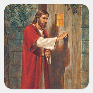 Adesivo Quadrado Jesus Bateu Na Porta